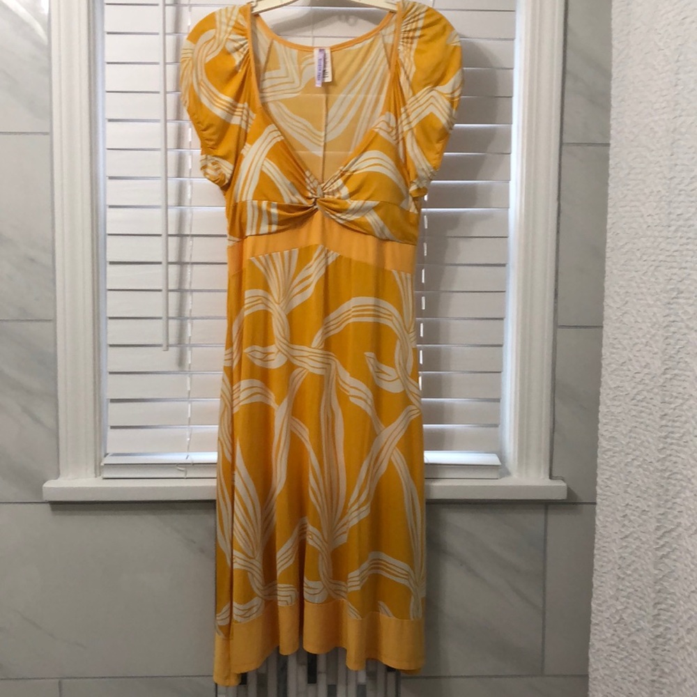 Yellow and white dress